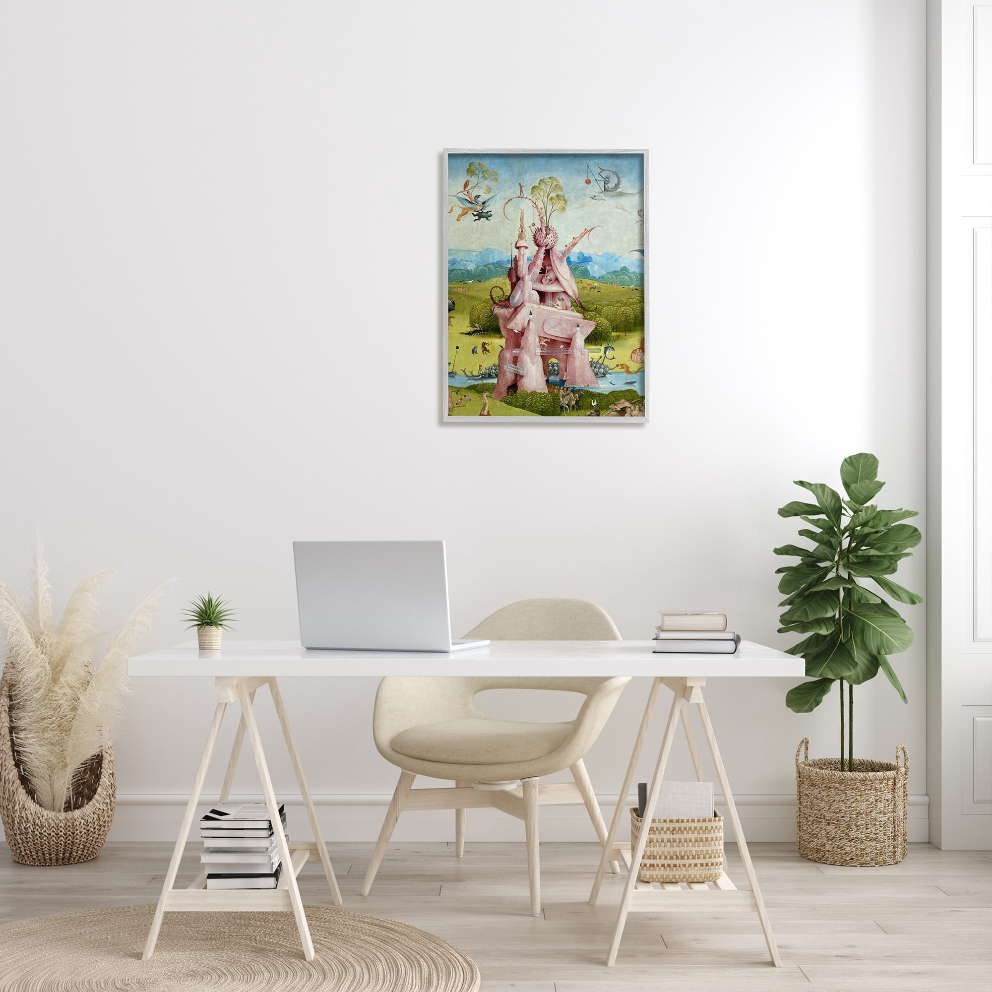 Stupell Industries Garden of Earthly Delights Left Panel Detail Hieronymus Bosch Painting Painting Gray Framed Art Print Wall Art, Design by one1000paintings