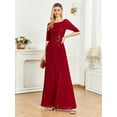 thumbnail image 1 of Wedding Dress Wedding Guest Dresses for Women Women's Clothing Frill Sleeve Wine Red Dress Party Dress Evening Dress Long Skirt, 1 of 6