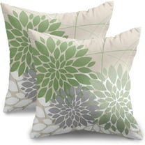 Sage Green Pillow Covers 18x18 Set of 2 Dahlia Modern Geometry Line Flower Summer Outdoor Decorative Throw Pillows Floral Farmhouse Pillowcases Linen Cushion Case Decor for Home Sofa Couch Bed