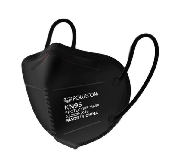 Powecom KN95 Black Earloop Face Masks, 120 Count Pack, 1200 Piece