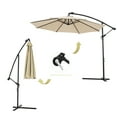 thumbnail image 6 of 10ft Hanging Umbrella, Outdoor Offset Market Umbrella with Crank System, Solar Panel, 24 LED Lights & 8 Sturdy Ribs, Patio Cantilever UV Resistant Umbrella for Garden, Poolside, Lawn, Beach, Tan, D822, 6 of 8