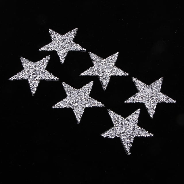 Paquete de 6 insignias con apliques de cristal Hugo Parches de coser Iron on Star