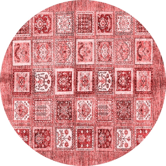 Ahgly Company Indoor Round Abstract Red Modern Area Rugs, 8' Round