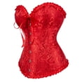 thumbnail image 2 of Corset Top Bustiers for Women Lace Up Ovebust Victorian Corset Plus Size Vintage Corsets Red M, 2 of 5
