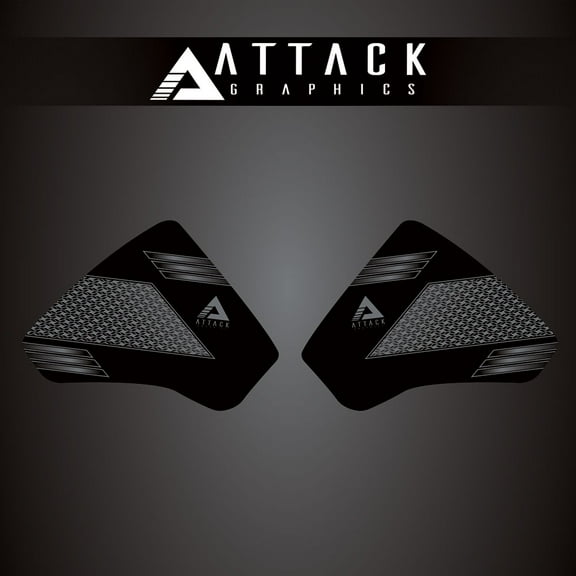 Attack Graphics Tank Protection Decals Sides Black/Grey for Kawasaki KLR650 2022-2023