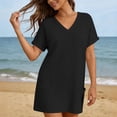 thumbnail image 7 of Womens Swimsuit Cover Up Short Sleeve V Neck Bathing Suit Civerup Summer Casual Beach Dresses Plus Size Fashion, 7 of 7