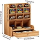 thumbnail image 4 of Organizador de escritorio de madera multifuncional, soporte para bolígrafos, para el hogar, la oficina, suministros escolares, estante de almacenamiento con cajón, color cereza, 4 of 8