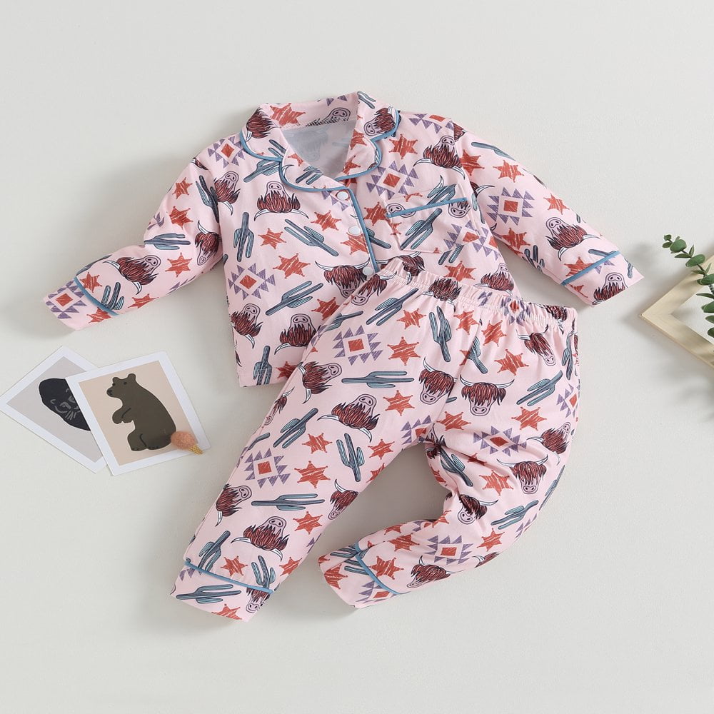 Ensemble Pyjama Garcon Enfant Vache Imprime Manches Longues Tops Pantalons Longs 2 Pieces Lounge Costume Vetements de Nuit 18 24 Mois Walmart