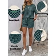 thumbnail image 5 of DOKOTOO Womens 2 Piece Outfits Casual Plaid Short Sets Lounge Beach Travel Short Sleeve Round Neck Tops Match High Waisted Shorts Summer Outfits, 5 of 8