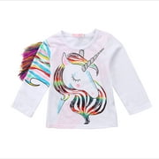 Angle View: Harborsoul Baby Girls Long Sleeve Unicorn Pattern Long Sleeve Tops Clothes