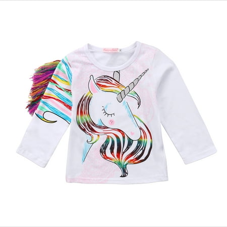 Harborsoul Baby Girls Long Sleeve Unicorn Pattern Long Sleeve Tops Clothes