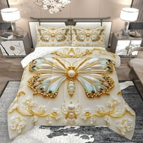 Homewish Chic Flying Butterfly 2pcs Bedding Comforter Set for Children Teens Girls,Dreamy Princess Twin Comforter Sets,Exotic Style Breathable Bedding Set,Lightweight Room Decor,Reversible