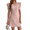 Pink, variant on Women Summer Ruffle Cap Sleeve Shift V Neck Short Sleeves Solid Color Flowy Dresses Pink XXL