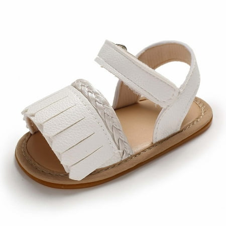 Penkiiy Newborn Baby Summer Sandals Tassel Soft Sole Crib Shoes Kids Anti-slip Prewalker Smart Step First Walkers Shoesfor12-15 Months Gold 2023 Summer Deal