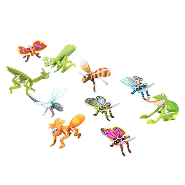 10 rompecabezas coloridos Montessori, juguete educativo, creatividad e imaginación. Insecto