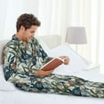 thumbnail image 6 of Picia Hawaiian Style Pattern Men’s Long-Sleeve Sleepwear Set - Soft 2-Piece Loungewear with Pockets, Comfy PJs for Relaxing Nights-X-Large, 6 of 7