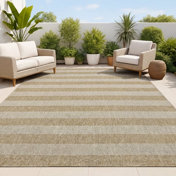 JONATHAN Y FXV205A-3 Sutton Smart Jute Modern Geometric Boho Stripe Natural/Beige 3 ft. x 5 ft. Indoor/Outdoor Area Rug