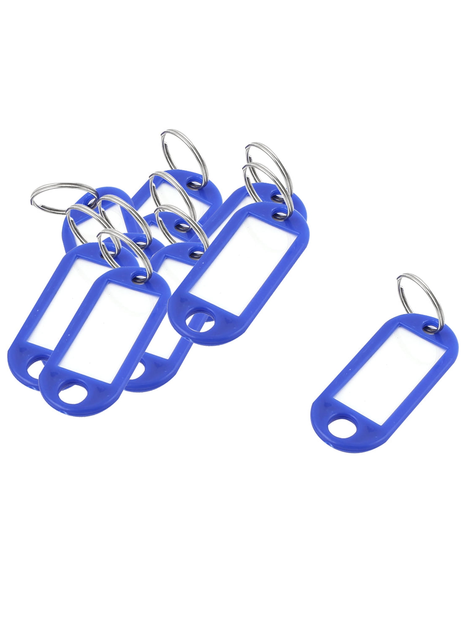 100pcs Plastic Key Tags Metal Ring Luggage Card Name Label Keychain W/Split Ring 