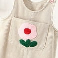 thumbnail image 6 of Byoo Infant Girls' Corduroy Overalls Ribbed Floral Graphic Wide Leg Straight Fit Overall Romper for Kids Cute Panst,Beige, 6 of 6