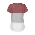 thumbnail image 4 of SHOPESSA Womens Tops Summer Rounk Neck Triple Color Block Stripe T-Shirt Short Sleeve Blouse T-Shirt Causal Printing Soft Tops, 4 of 4