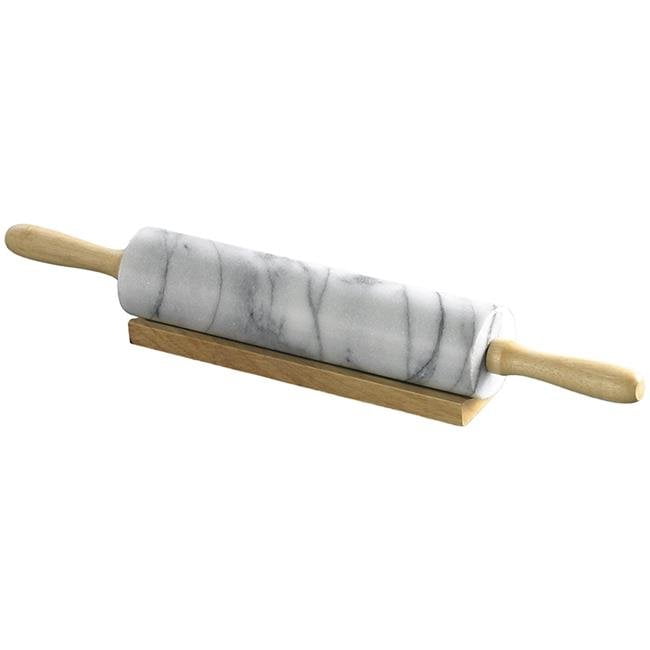 Fox Run 8648 Base with Aluminum Handles Marble Rolling Pin White
