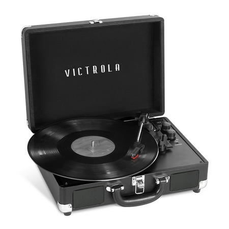Victrola - Journey+ Cassette Bluetooth Suitcase Record Player - Black