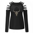 thumbnail image 4 of Blusa de manga larga con cuello redondo informal a la moda para mujer Pompotops  gfhjh15420, 4 of 5