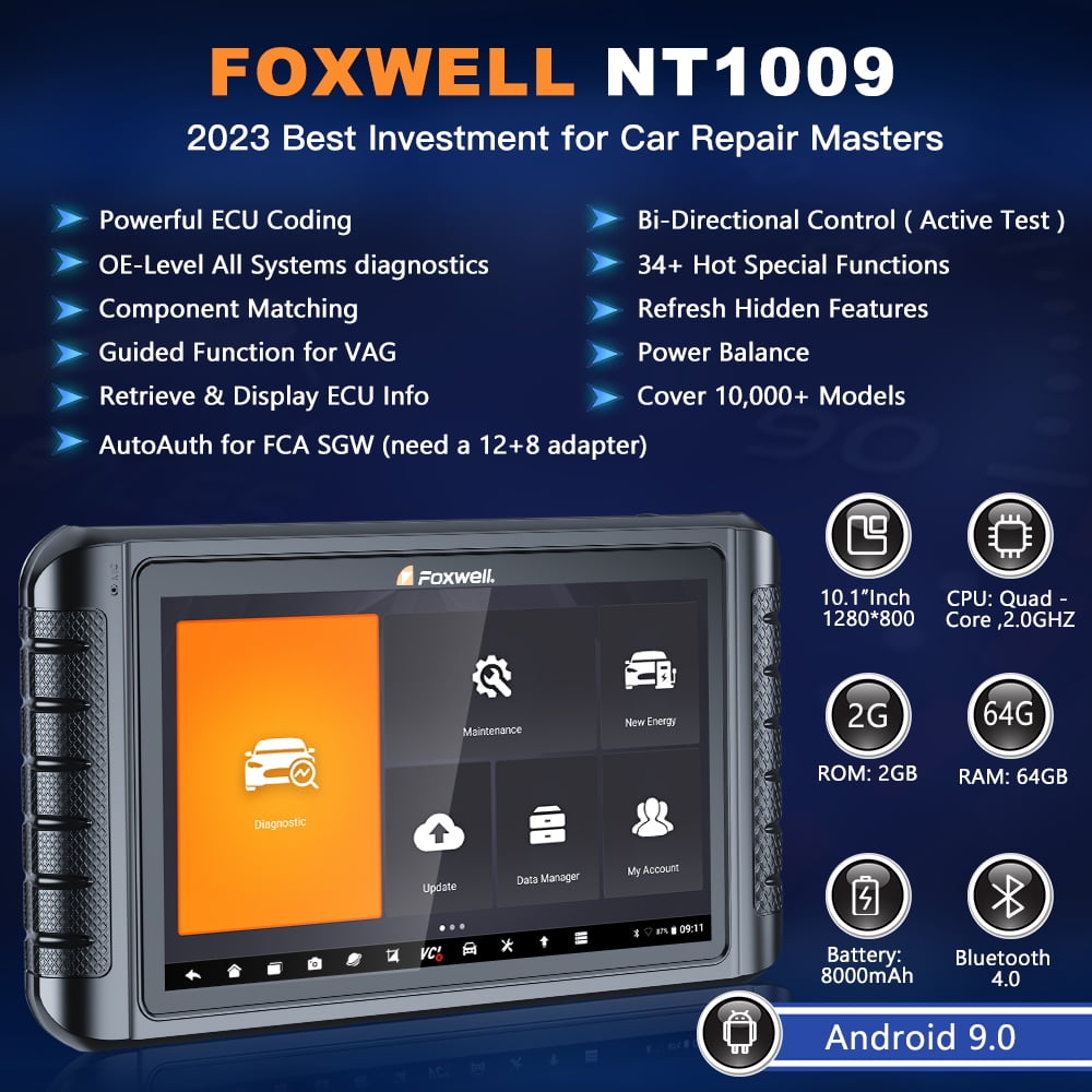 FOXWELL Car OBD2 Scanner Bi-direction Automotive Full System Diagnostic Tool ECU Cod-ing