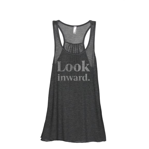 Look Inward Women's Fashion Sleeveless Flowy Racerback Tank Top Charcoal Grey Small