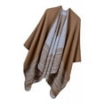 thumbnail image 5 of Chaqueta de punto de punto de gran tamaño con capa de poncho con frente abierto y chal para mujer café Baoblaze Cárdigan con cuello chal para mujer, 5 of 5
