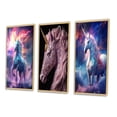 thumbnail image 3 of Designart "Cosmic Unicorn Purple Magical Charm III" Fantasy Unicorn Framed Wall Art Set Of 3 - Purple Children's Art Frame Canvas Set For Living Room Decor, 3 of 6
