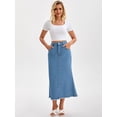 thumbnail image 2 of DARING DIVA Women's Denim Maxi A Line Raw Hem Jean Skirt X-Large Sky Blue, 2 of 7
