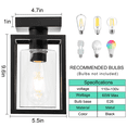 thumbnail image 3 of Briignite Farmhouse Flush Mount Ceiling Light Fixture, Black Metal Frame Ceiling Light Fixture with Clear Glass Shade,for Kitchen Island Entryway Porch Foyer, 3 of 5