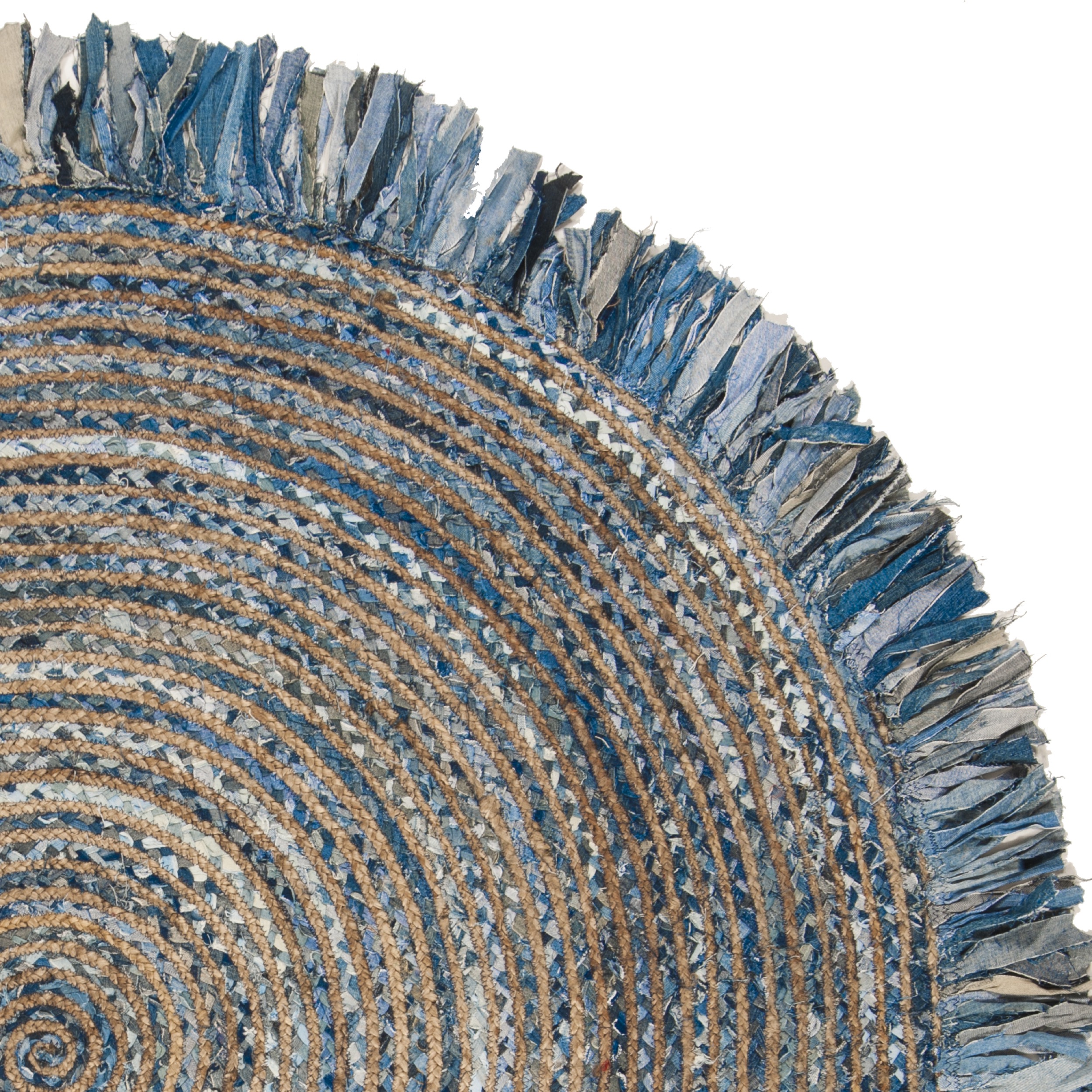 SAFAVIEH Cape Cod Victoria Braided Area Rug, 8' x 8' Round, Ivory/Denim