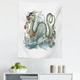 thumbnail image 1 of Dragon Tapestry, Far Eastern Water Dragon Splashing Waves Creature, Fabric Wall Hanging Decor for Bedroom Living Room Dorm, 5 Sizes, Pale Green Vermilion, by Ambesonne, 1 of 1