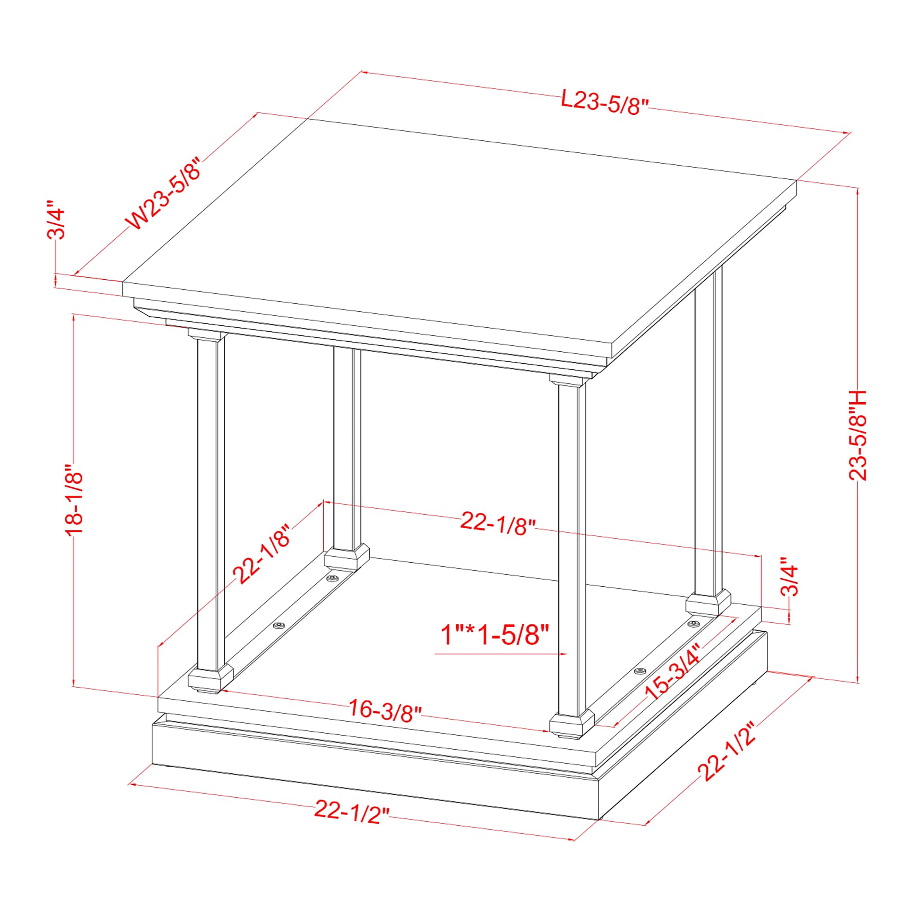 Furniture of America Laem 1-Shelf End Table, Antique Gray