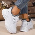 thumbnail image 3 of Winter Knitted Sneakers for Women Plush Lined Lace up Platform Walking Shoes Fashion Slip on Snow Booties White Size 7, 3 of 6