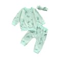 thumbnail image 1 of Bagilaanoe 3pcs Newborn Baby Girl Long Pants Set Floral Print Long Sleeve Pullover Tops + Trousers + Headwear 6M 12M 18M 24M Infant Casual Outfits, 1 of 7