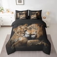 thumbnail image 2 of Feelyou Romantic Lion Animal Bedding Comforter Set 7 Pieces for Adult, Lover Valentines Day Full Bedding Set, Jungle Wildlife Reversible Fitted Sheet Flat Sheet, Lightweight Room Decor, 2 of 7