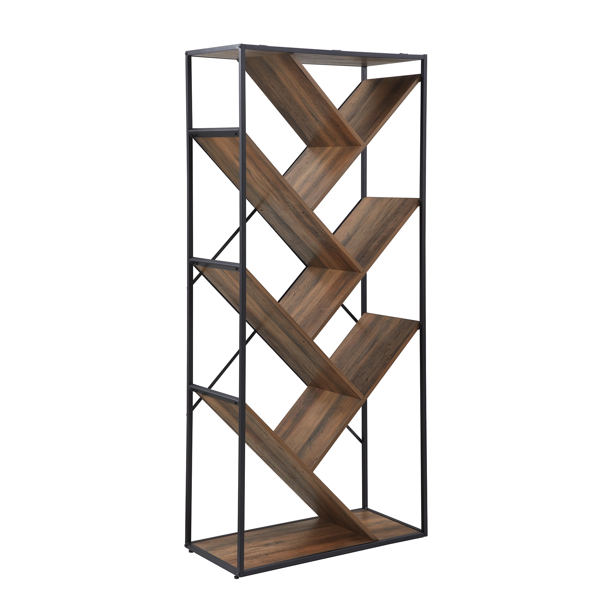 Manor Park Neil Modern Angled Bookcase, Reclaimed Barnwood