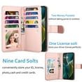 thumbnail image 2 of Njjex For Motorola Moto G 5G 2025 Wallet Case, Luxury PU Leather [9 Card Slots] Folio Cover with Detachable Magnetic Hard Case + Kickstand & Wrist Strap - Rose Pink, 2 of 5