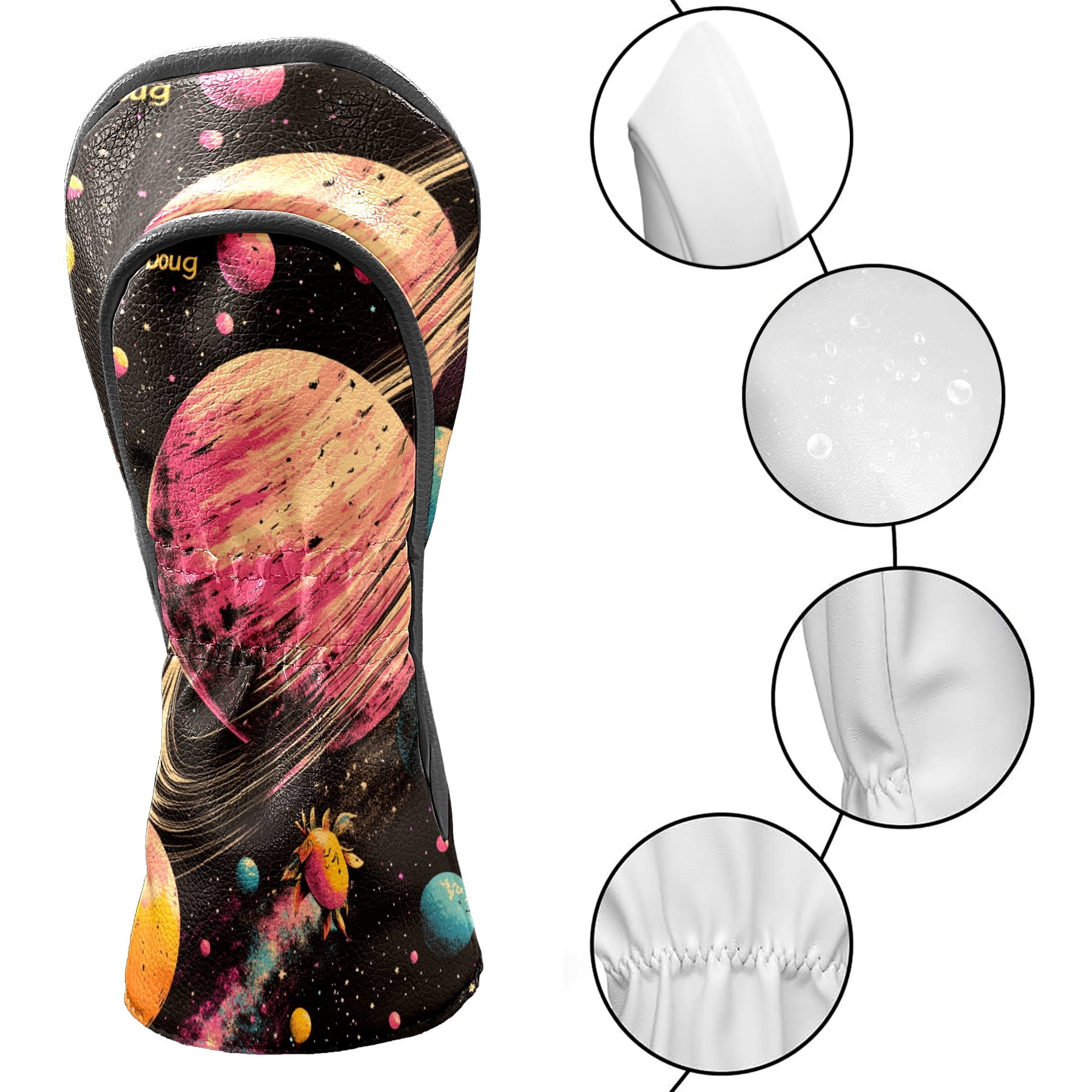 Golf Club Covers PU Leather Waterproof Head Covers for Fairway Woods Hybrids Anime Space Unisex Fits Most Brands