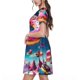 thumbnail image 2 of Disketp Starry Sky Colorful Donut para Vestido de Manga Corta para Mujeres, Vestidos de Verano para Mujeres, Casual y Holgado para la Playa, 2 of 6
