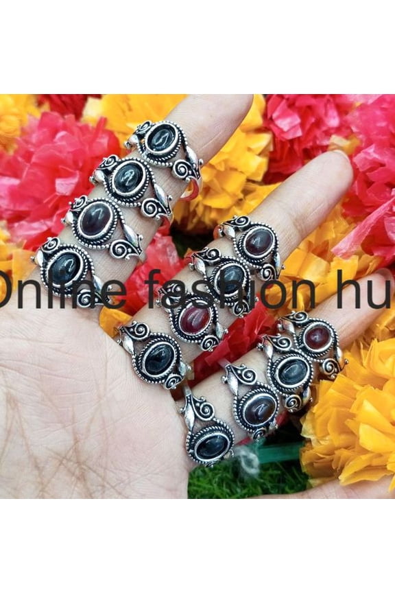 Garnet Gemstone 925 Sterling Silver Plated Handmade 75pcs Ring
