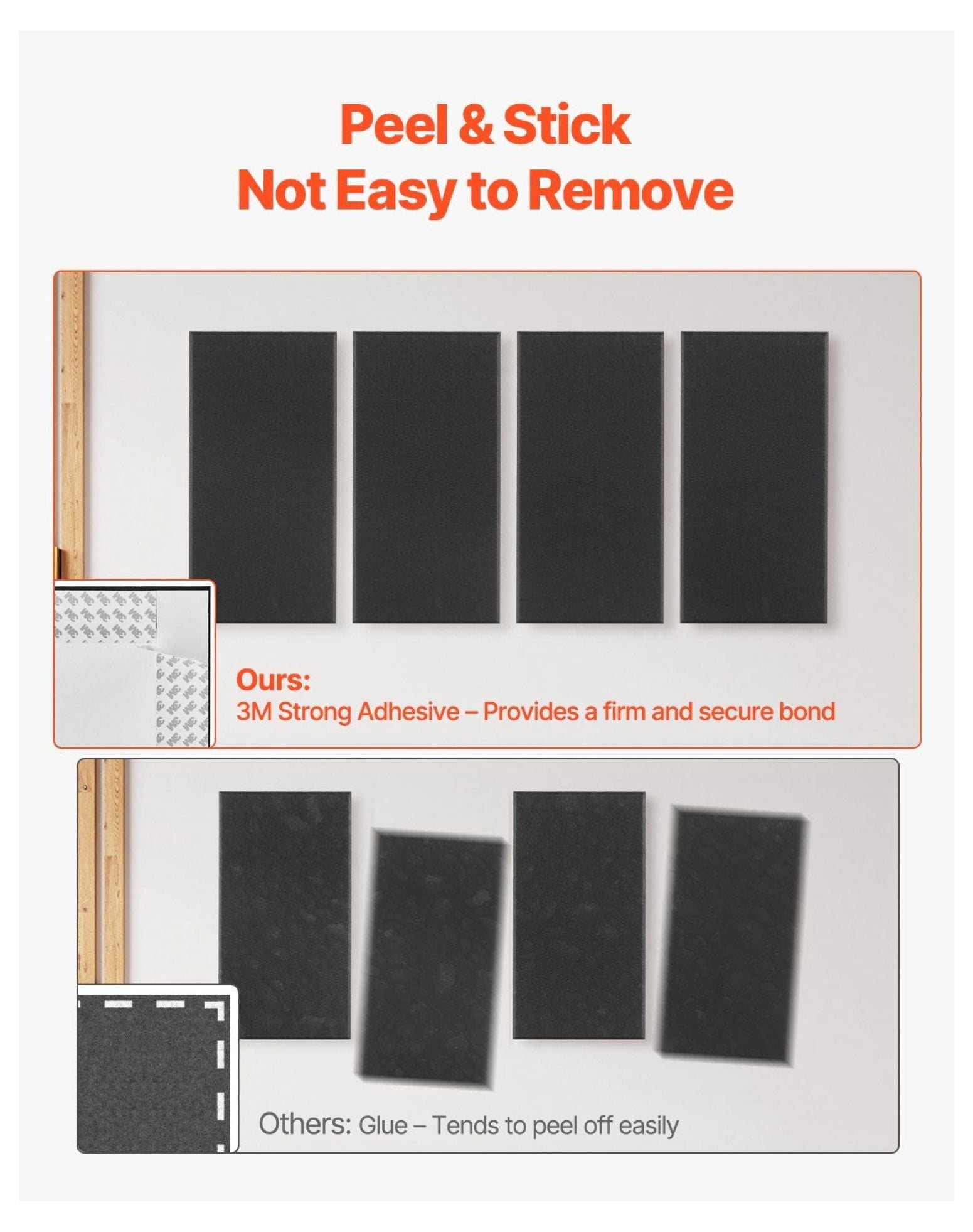 Acoustic Panels 4-Pack, 2 inch Thick, Sound Absorbing Panels - 23.6x11.8 inch Fiberglass Wall Panels, Self-Adhesive, for Studio, Home Theater, Office