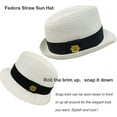 thumbnail image 3 of HEYANN Straw Fedora Hat Panama Short Brim Packable Sun Hat Trilby Hat for Men Women Family Summer Beach Vacation, 3 of 6