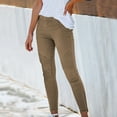 thumbnail image 2 of JWZUY Women's Elastic Waisted Slim Fit Pants Stylish Zip Cuff Pencil Pants Drainpipe Jeans Khaki XL, 2 of 5