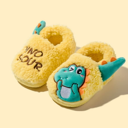 

Kids Pack With Little Dinosaur Home Warm Cotton Slippers Shoes