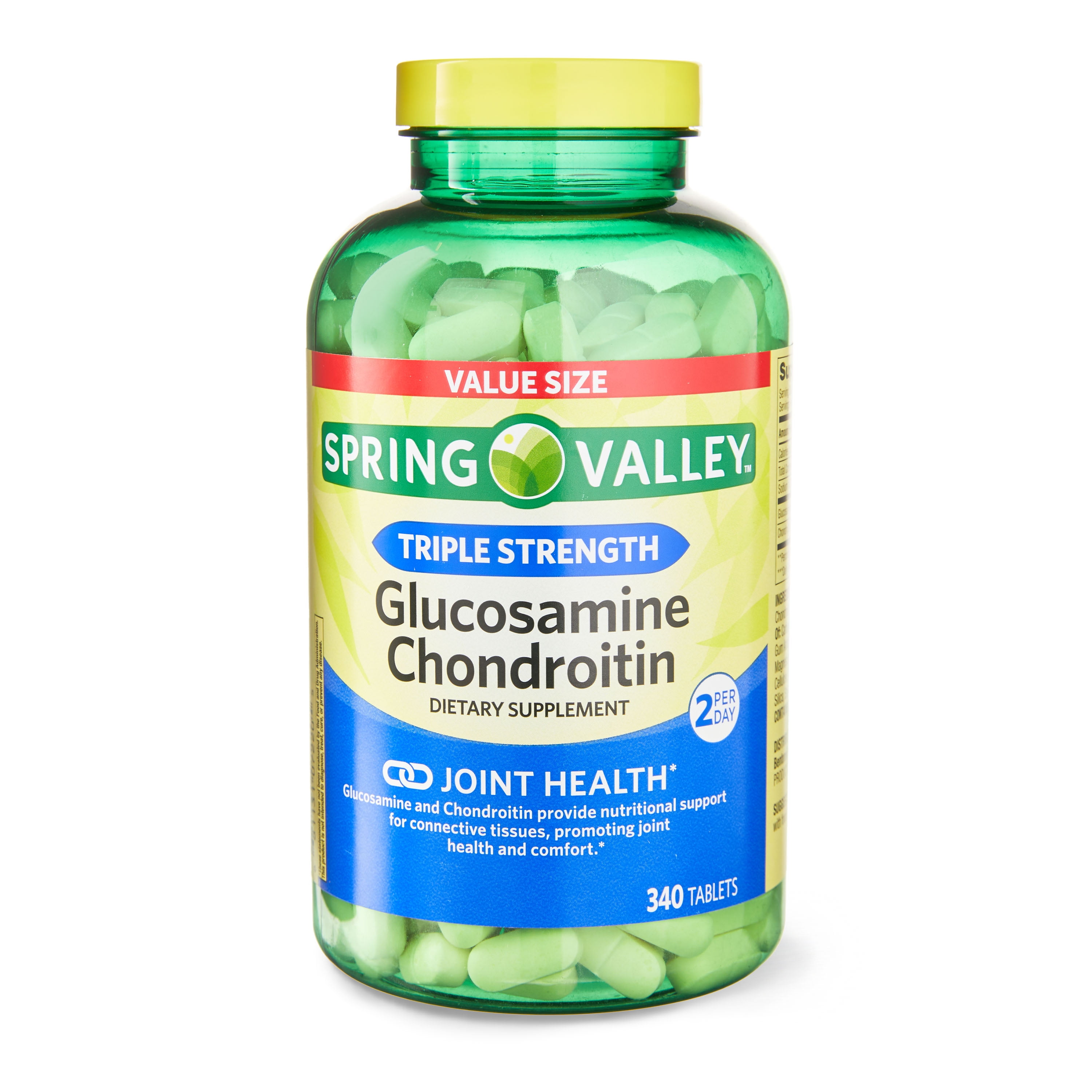 Spring Valley Triple Strength Glucosamine Chondroitin Tablets Dietary Supplement Value Size, 340 Count