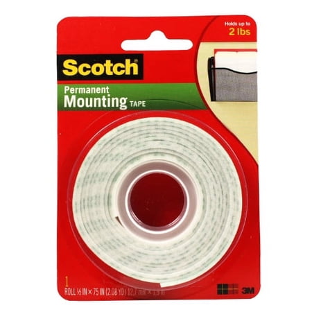 Heavy Duty Foam Mounting Tape 1/2 by 75 Inch (Pack of 2)
